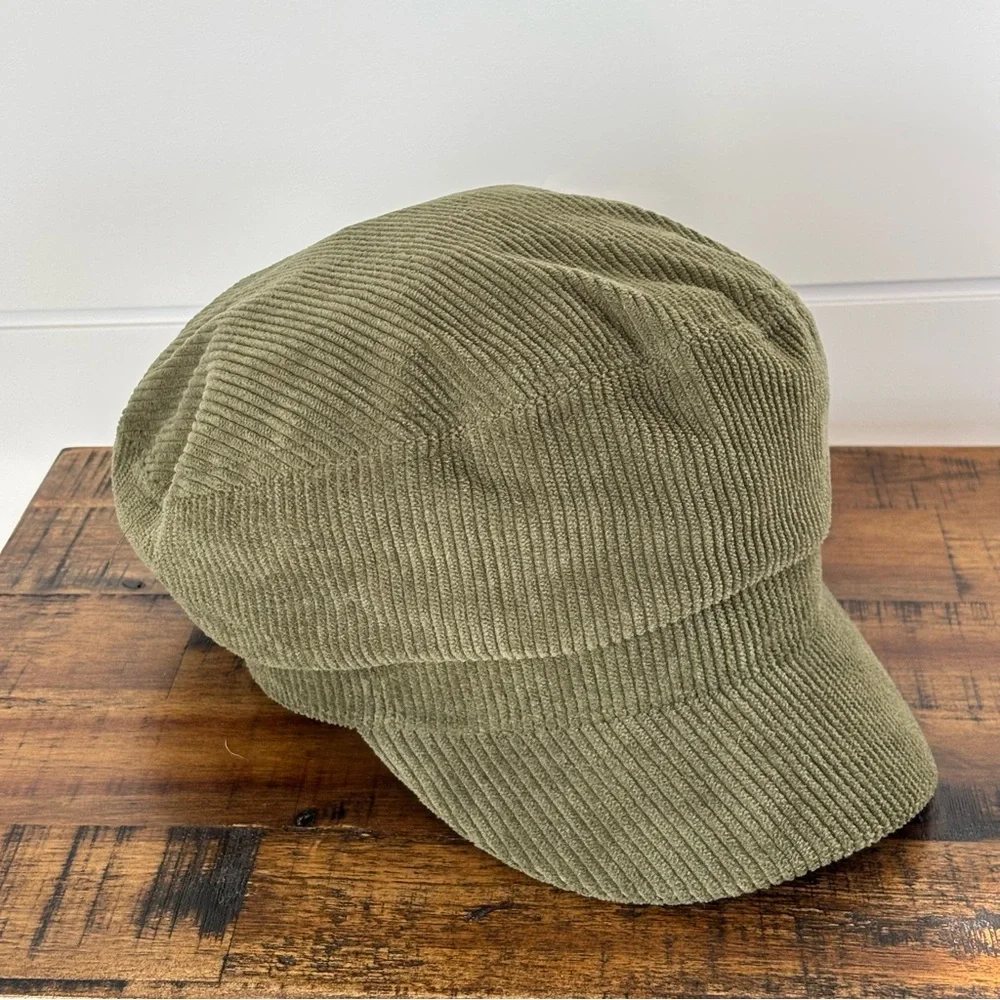 Anthropologie Wyeth Farrah Corduroy Newsboy Cap Olive Green NWT